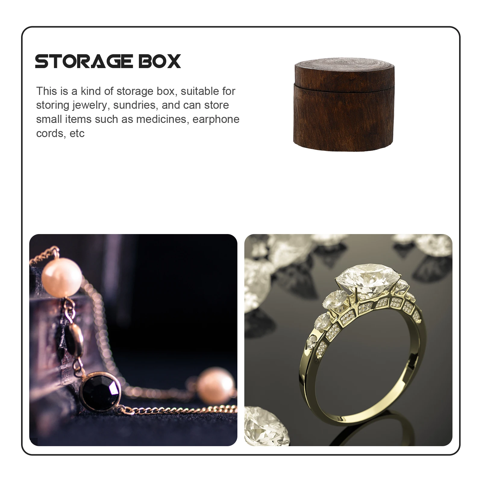 

1pc Retro Round Jewelry Box Bracelet Ring Earring Storage Solid Wood Container Organizer Wooden Storage Holder Home Decoration