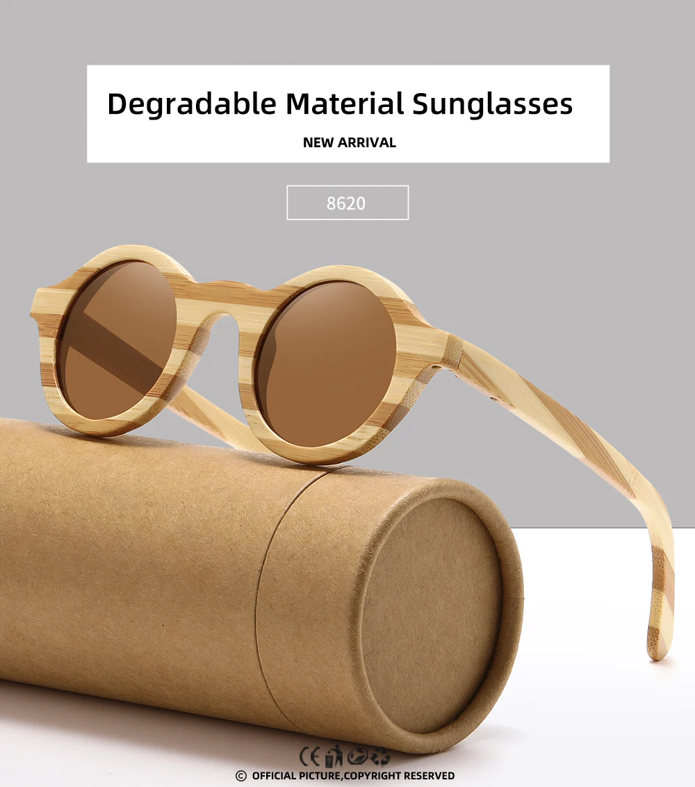 GM Natürliche Zebra Bambus Holz Aduit Sonnenbrille Handgemachte Polarisierte Gläser Spiegel Beschichtung Linsen Brillen Mit Geschenk Box 8620C – Detail 1