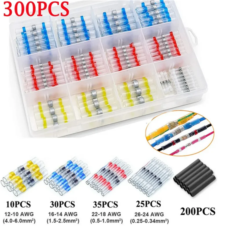 300/600PCS Soldering Sealing Wire Connectors with Hot Air Gun US EU Plug 2:1 Shrinkable Heat Shrink Tubing Electric Temperature