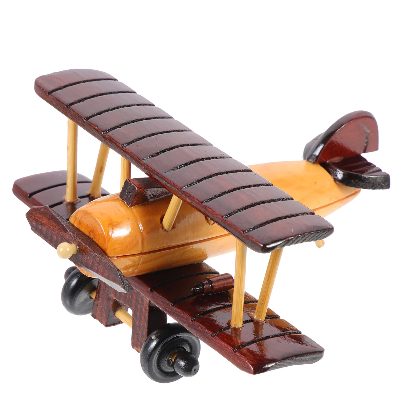 Wooden Airplane Model Vintage Plane Wooden Crafts Retro Airplane Figurines Propeller Airplane Decoration Wood Aircraft