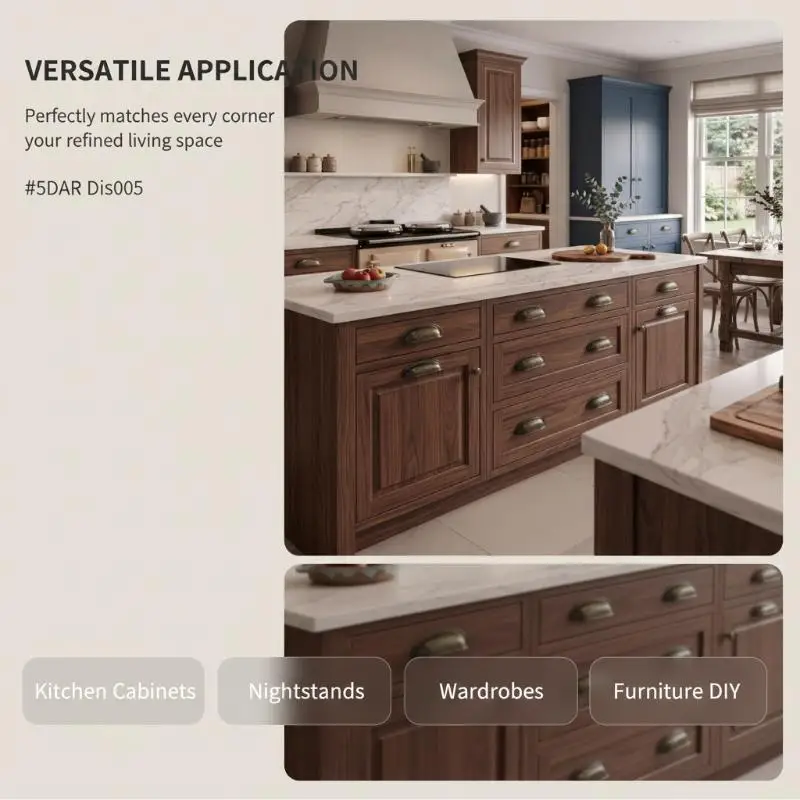 Nickel Brushed French Shell Drawer Handle Scratch Resistant Wardrobe Door Pull for Kitchen Cabinet Furniture