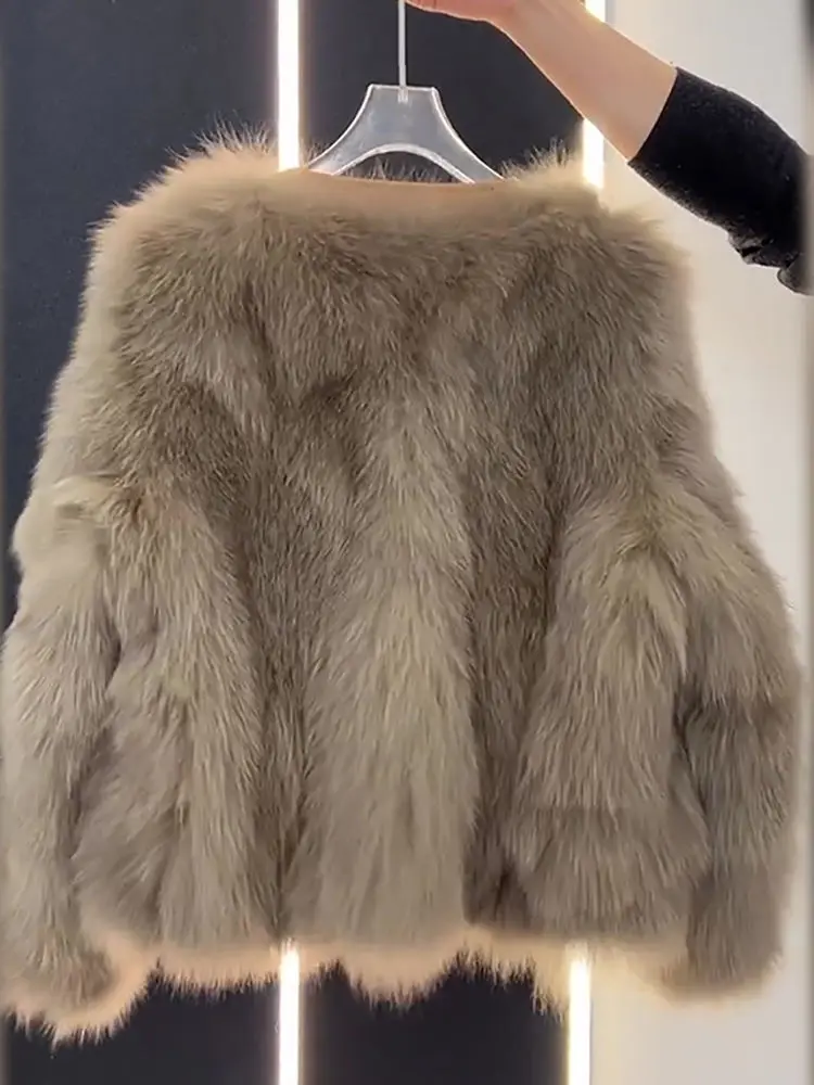 Korean Versatile Imitation Fox Fur Splicing Environmentally Women's Winter High-End Feeling Beautiful Cotton 2025 Furry Jacket