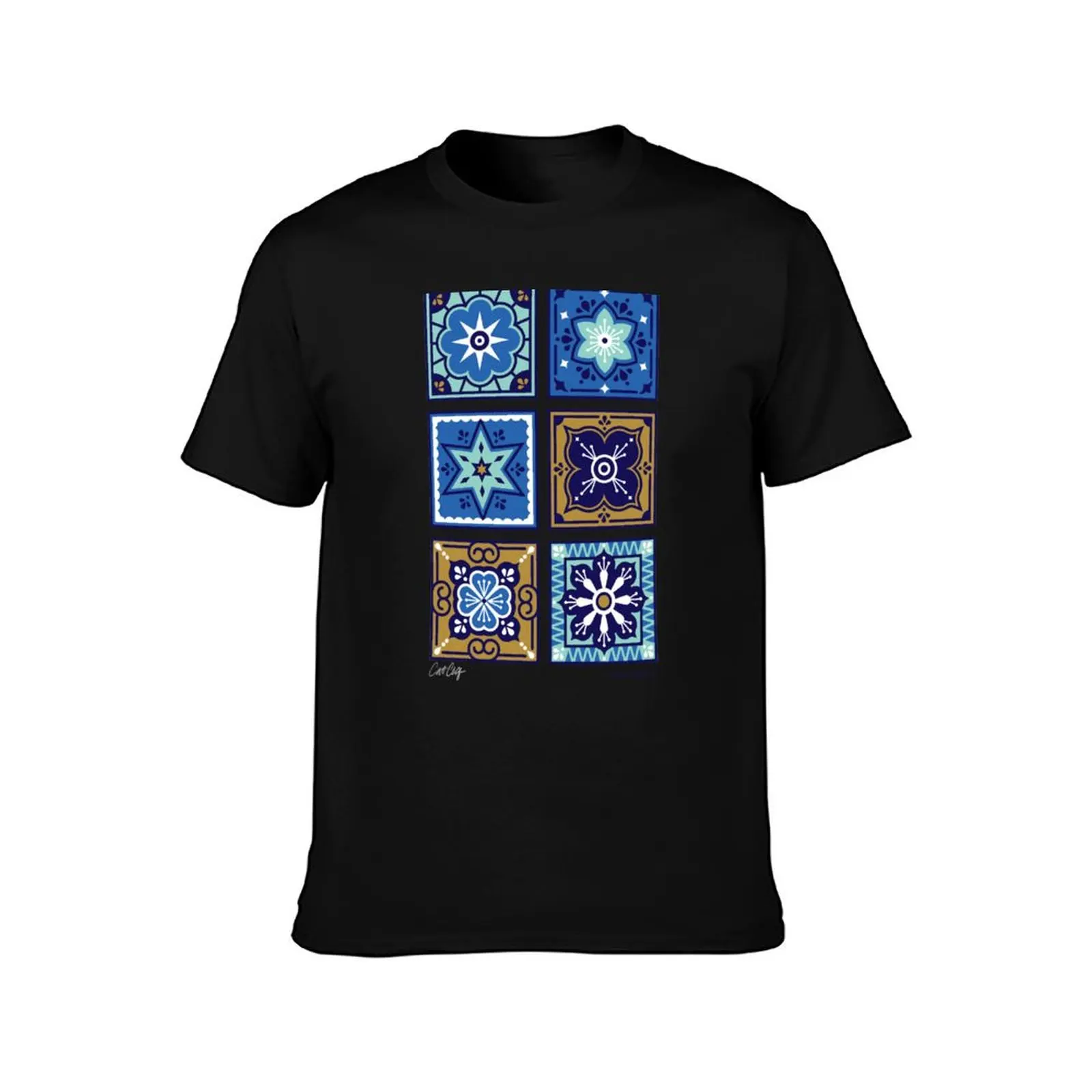 Talavera Mexican Tile – Navy & Bronze Palette T-Shirt cotton t shirt man T-Shirt