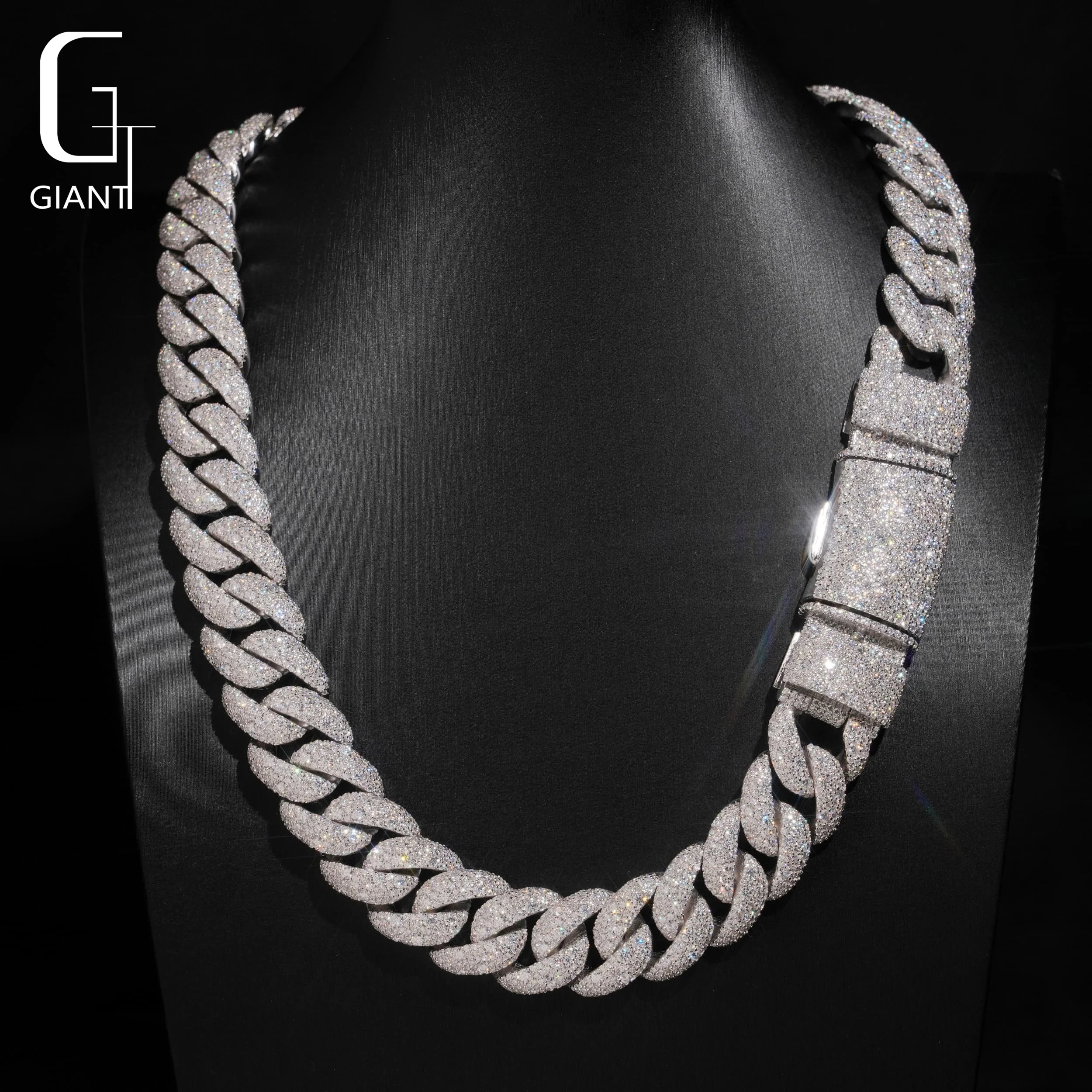 Luxury Chain Diamond 18MM Mosaic Setting Cuban Link Chain 925 Silver Hip Hop Cuban Chain Moissanite Chain GRA Men's Necklace..