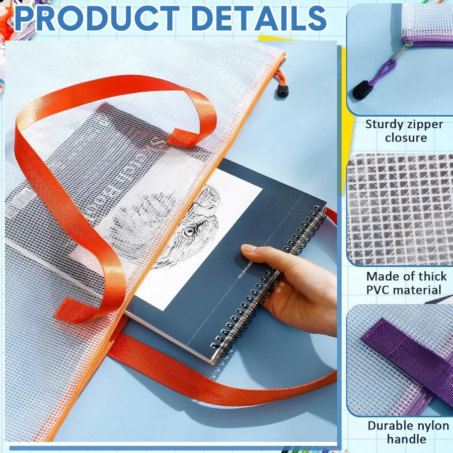 레지너리 10개입 19x25인치 아트 포트폴리오 가방 벌크 지퍼 및 손잡이 포함 투명 화이트 가방 아트워크 포스터 게시판용