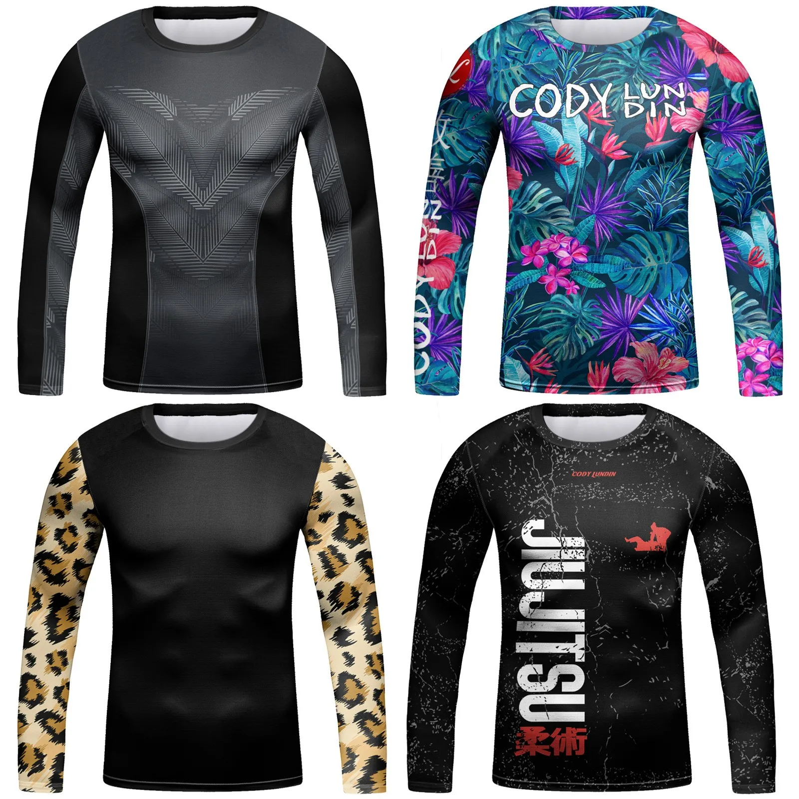 Kids 3D Cartoon Graphic Printed Quick Dry Compression Long Sleeve Rash Guard Boys MMA BJJ Anti Wear Fitness Training Tops