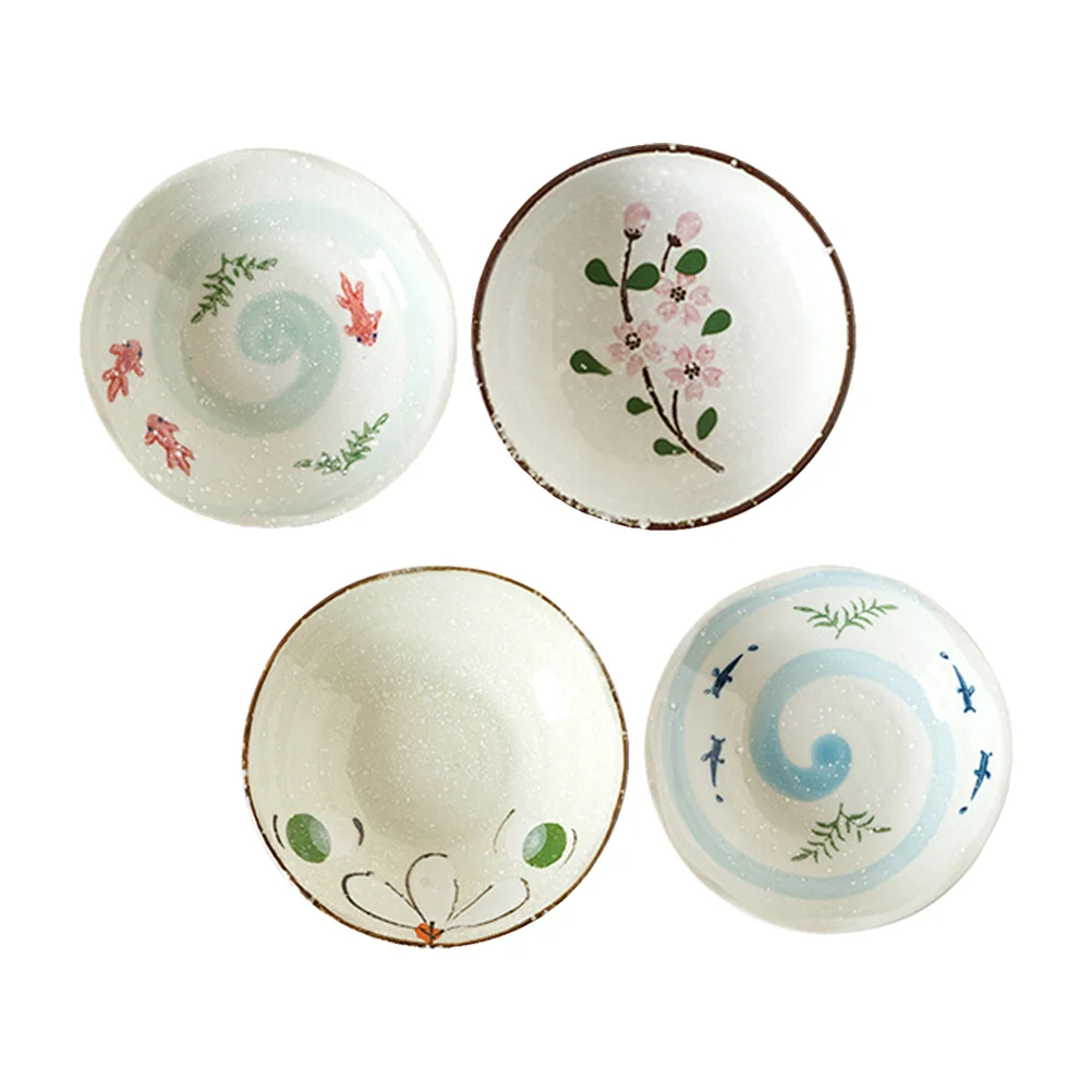 

4Pcs Ceramics Seasoning Dish Set Exquisite Smooth Appetizer Saucer for Soy Vinegar Oil Salt Condiment Sauce Dipping Household