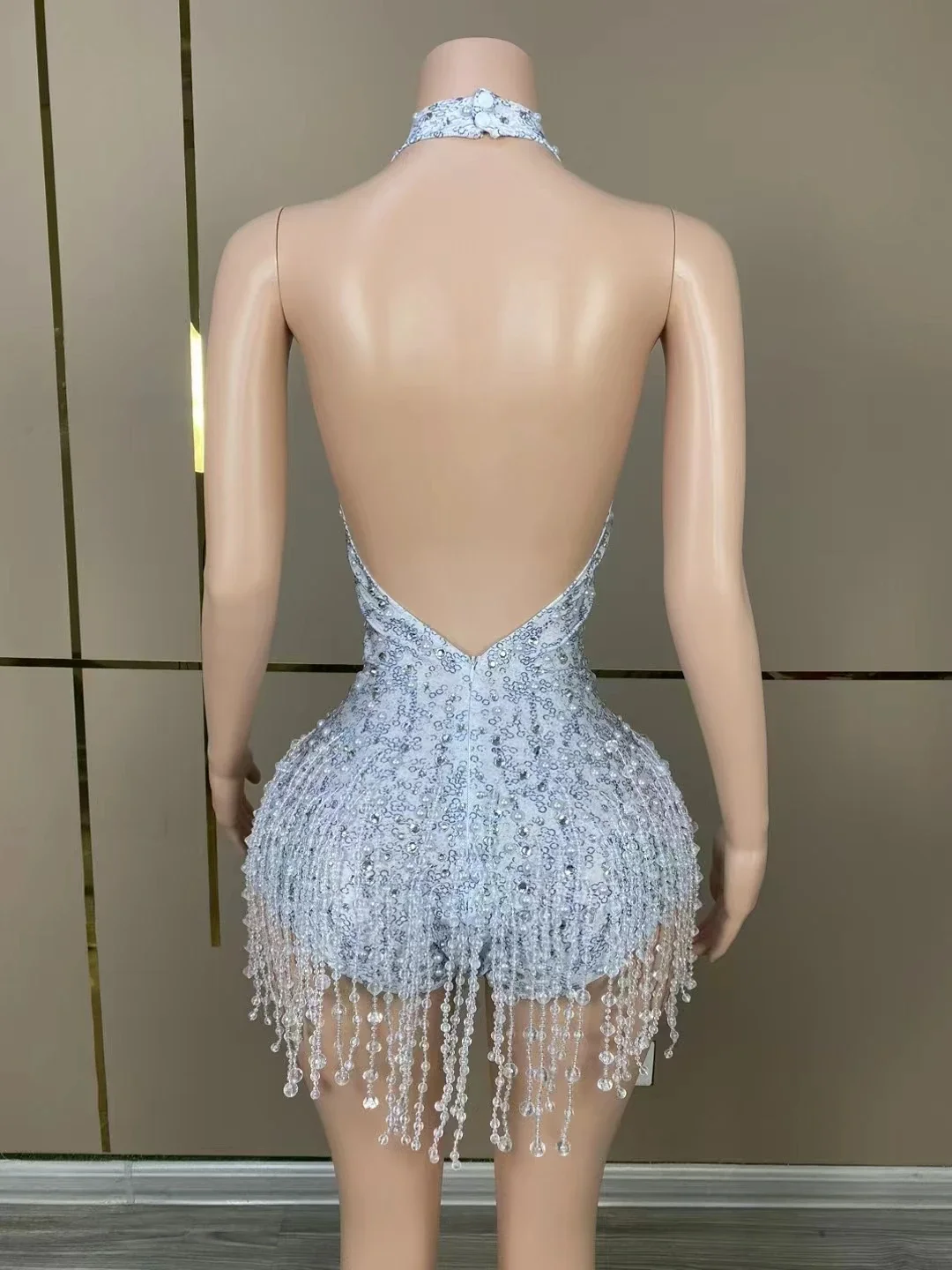 Fashion Sexy bodybodysuit tiang tari Bar perayaan kelab malam Bling transparan kinerja kostum wanita