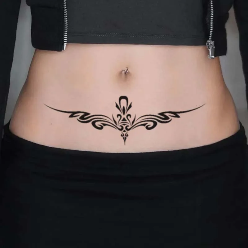 8pcs Succubus Waterproof Temporary Tattoo, Lasting 1-2 Weeks, for Abdomen and Waist, Realistic Semi-Permanent Fake Tattoo