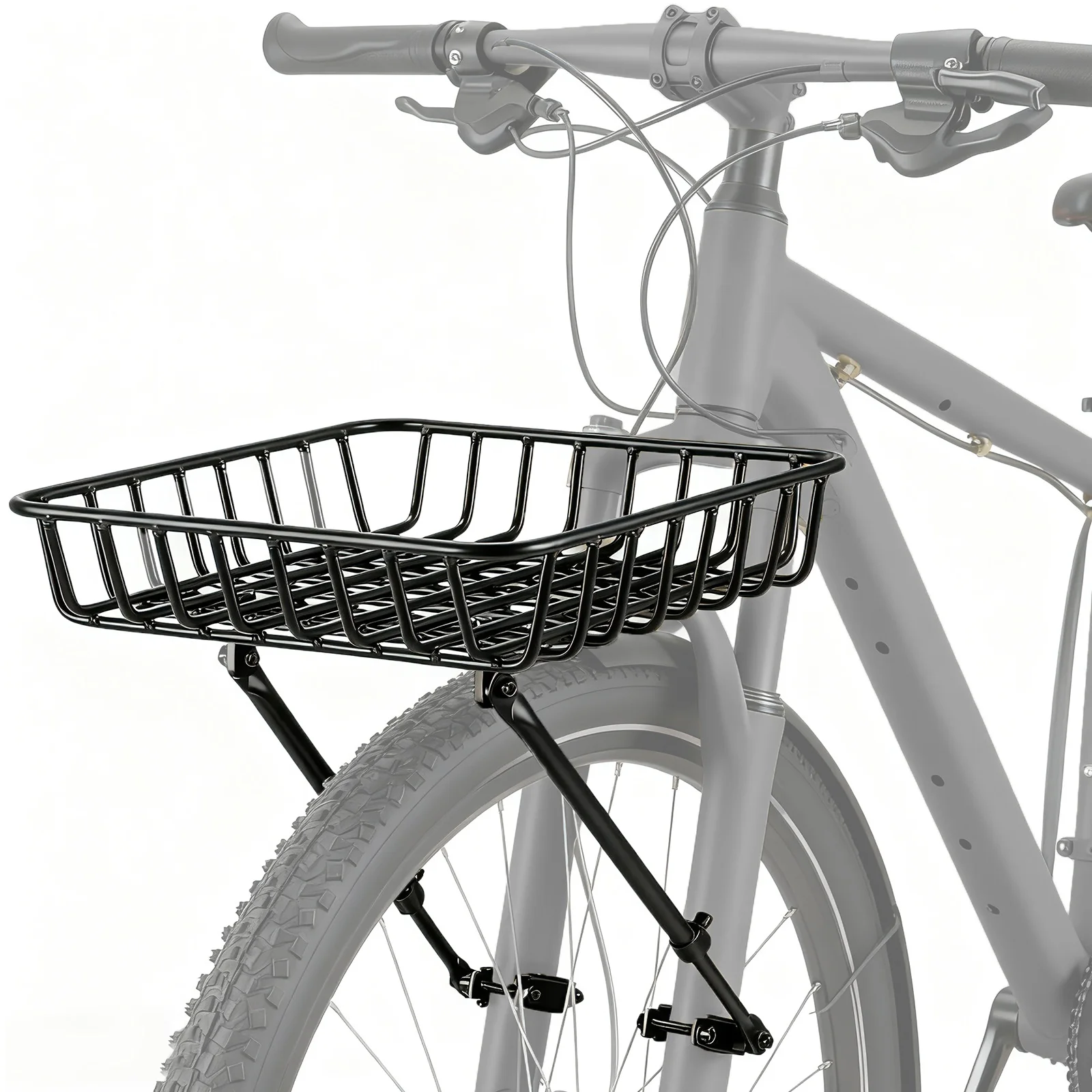 Image of Fahrradkorb, Heckfahrradkorb mit Innenfutter, abnehmbarer Heckfahrradkorb aus Metall, robuster Heckfahrradkorb für die meisten Fahrräder, hochvolumiger Fahrradkorb aus Aluminiumlegierung für die