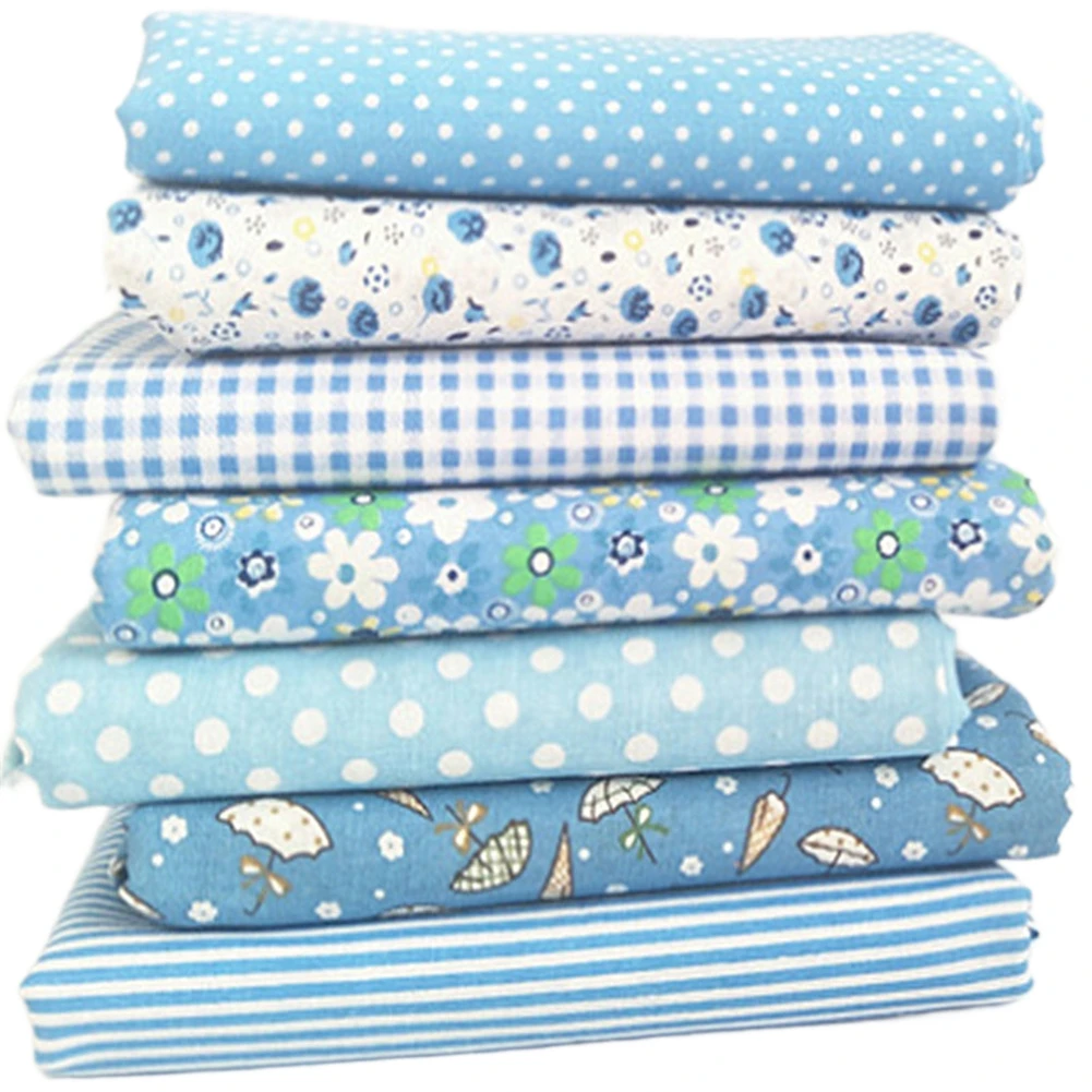 Color Mix Cotton Fabric Squares 25x25cm for Quilting Sewing For DIY 7 Pieces Each Color Green/Orange/Red/Purple/Blue