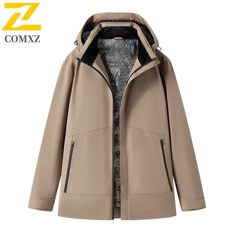 COMXZ Winter Coat Down Jacket Graphene Thickened Mid Length Winter Men Thermal Padded American style Waterproof Windproof 2025