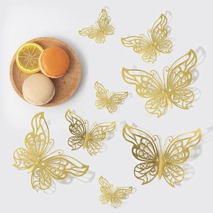 48 Stück Schmetterling Wanddekoration 3d 4 Styles 3 Größen, goldene Schmetterlingsdekorationen für Becken Geburtstagsfeierkuchendekorationen 10 Hauptverkaufsgolddekoration - №8