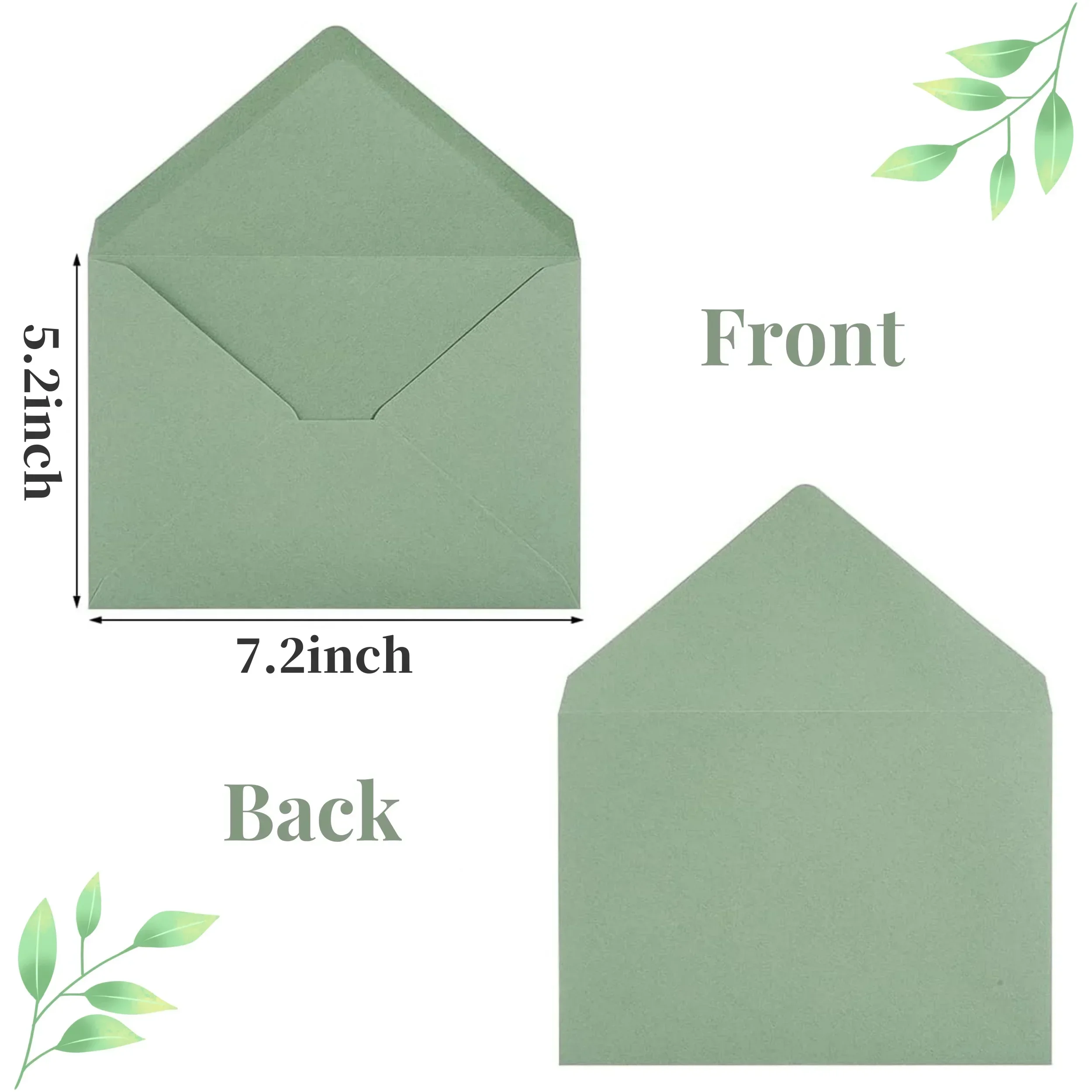 50-100PCS Sage Green Envelope 5x7Inch Wedding Invitation Card Printable Self Business Postcards For Baby Shower Birthday Baptism