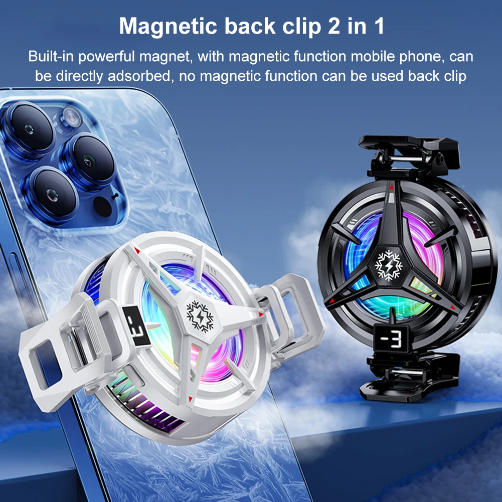 2 in 1 Magnetic/Back-clip Mobile Phone Semiconductor Cooling Radiator Fast Cooling Phone Cooler for Android iPhone