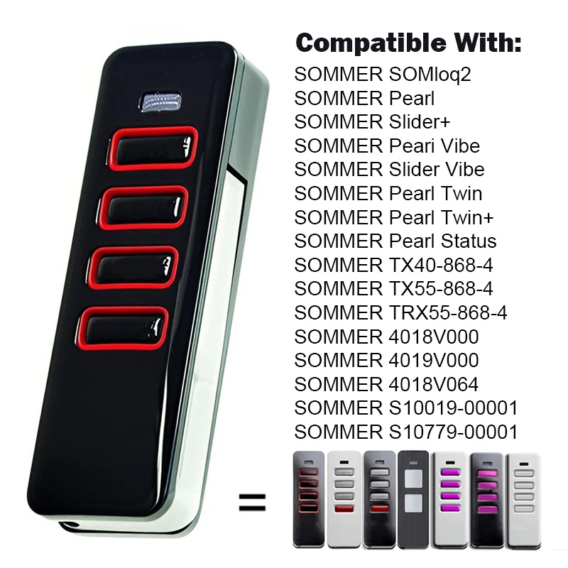 

For SOMMER Pearl Vibe Twin Status 4018V000 4019V000 TX55-868-4 TRX55-868-4 Garage / Gate Remote Control 868.8MHz 868.95MHz