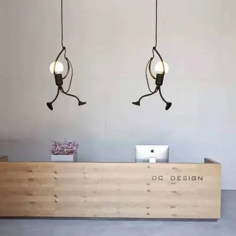 Modern Pendant Lights Little Iron Man Hanging Lamp Living room Home Bedroom Lighting Restaurant café Ceiling falling light