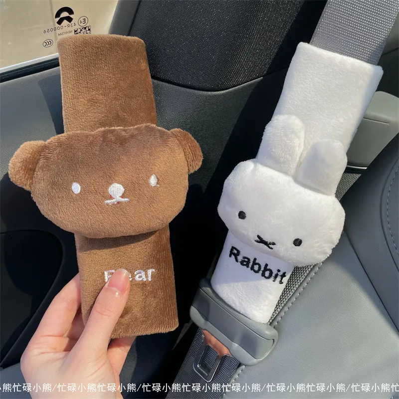 Miffy Custodia protettiva per auto Simpatico cartone animato anime Creativo Semplice Morbido Kawaii Ragazza Cintura di sicurezza per auto Protezione per le spalle Decorazione regalo