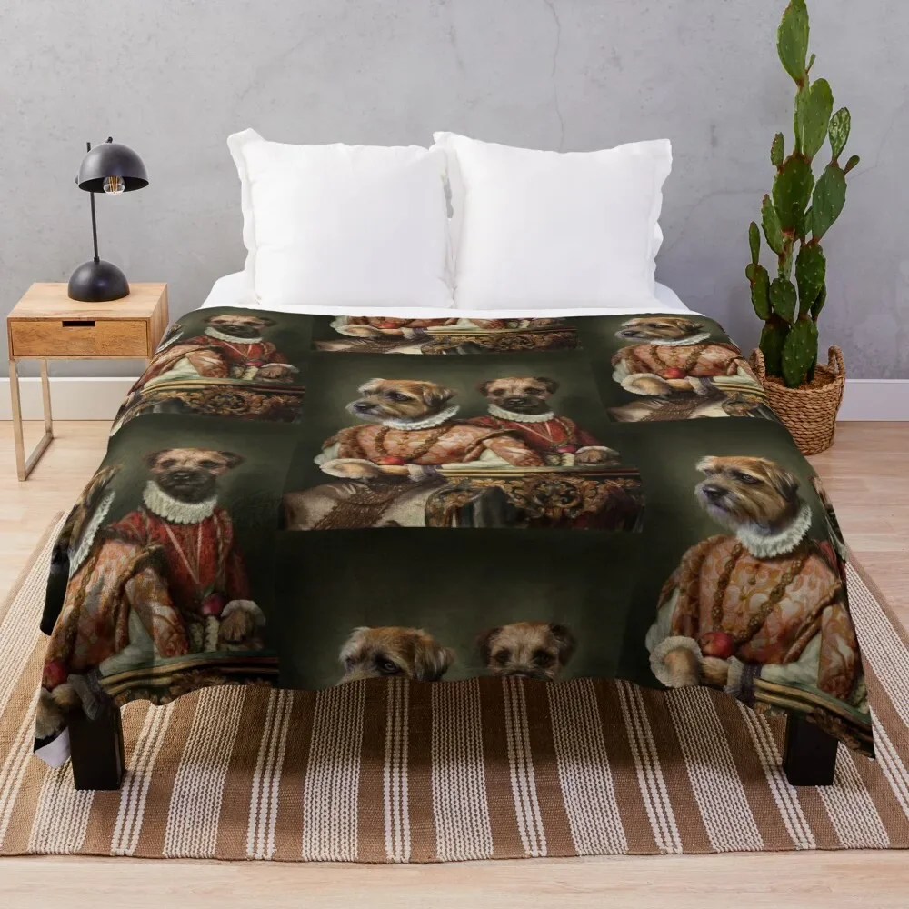 Border Terrier Dog Portrait - Holly and Ivy Throw Blanket Vintage Blanket Luxury Brand Blanket Comforter Blanket