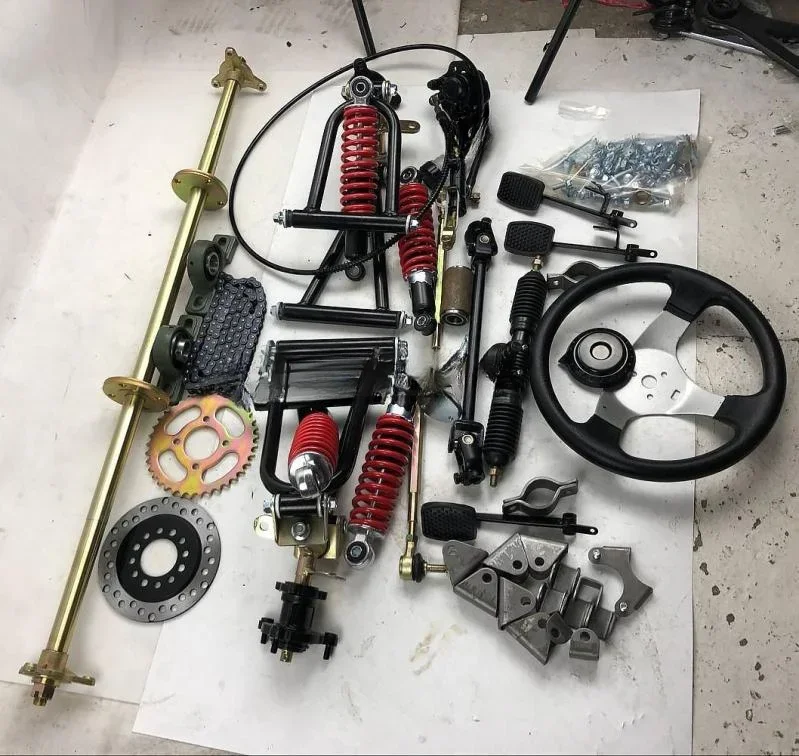 Homemade Go-kart Accessories, Four Wheel Off-road Steel Pipes, Modified Frame, Front and Rear Suspension, Steering, Rear Axle