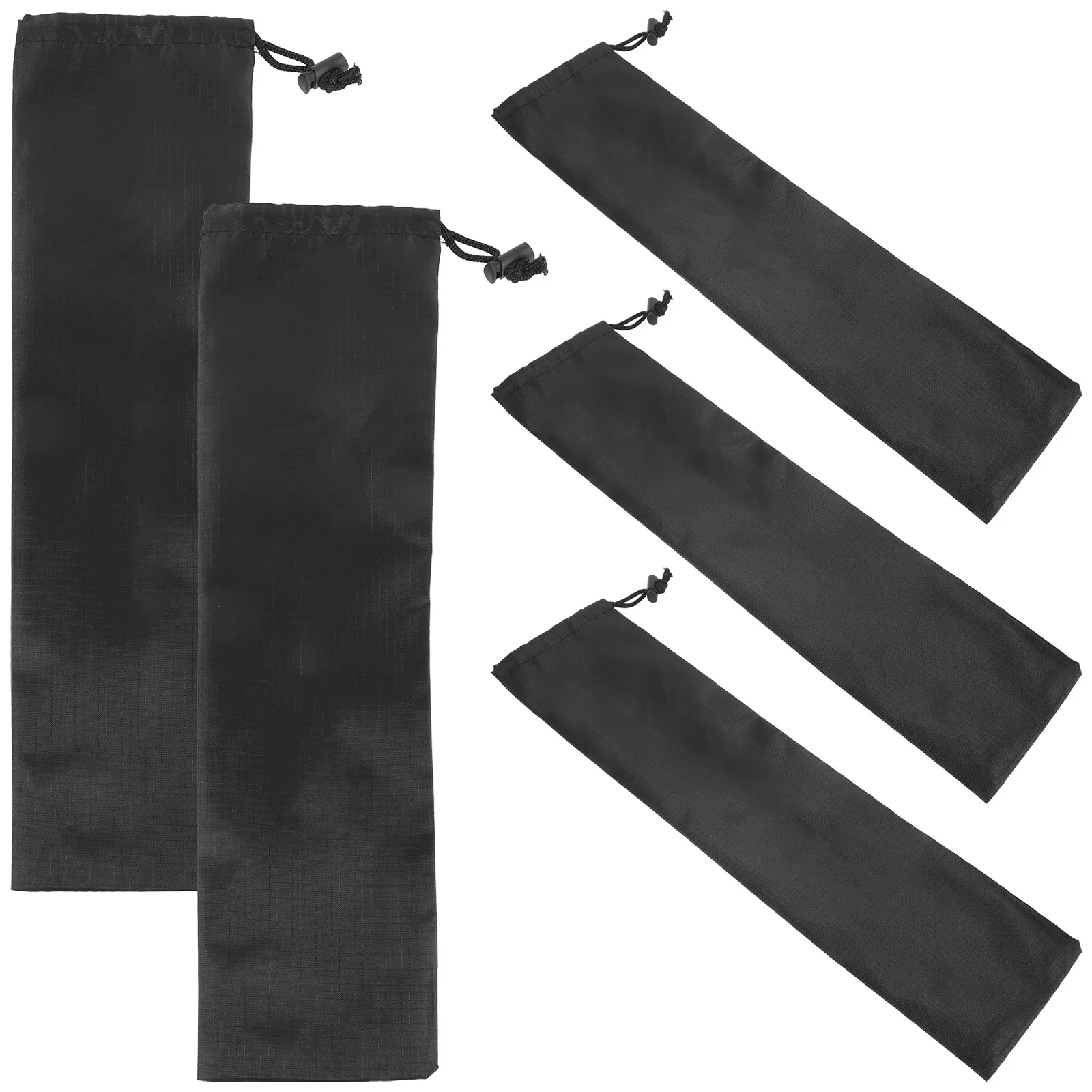 

5pcs Tent Pole Bag Wear-resistant Storage Pouch Black 210t Cloth Reinforced Hiking Camping Gear Fishing Rod Bag Large Capacity