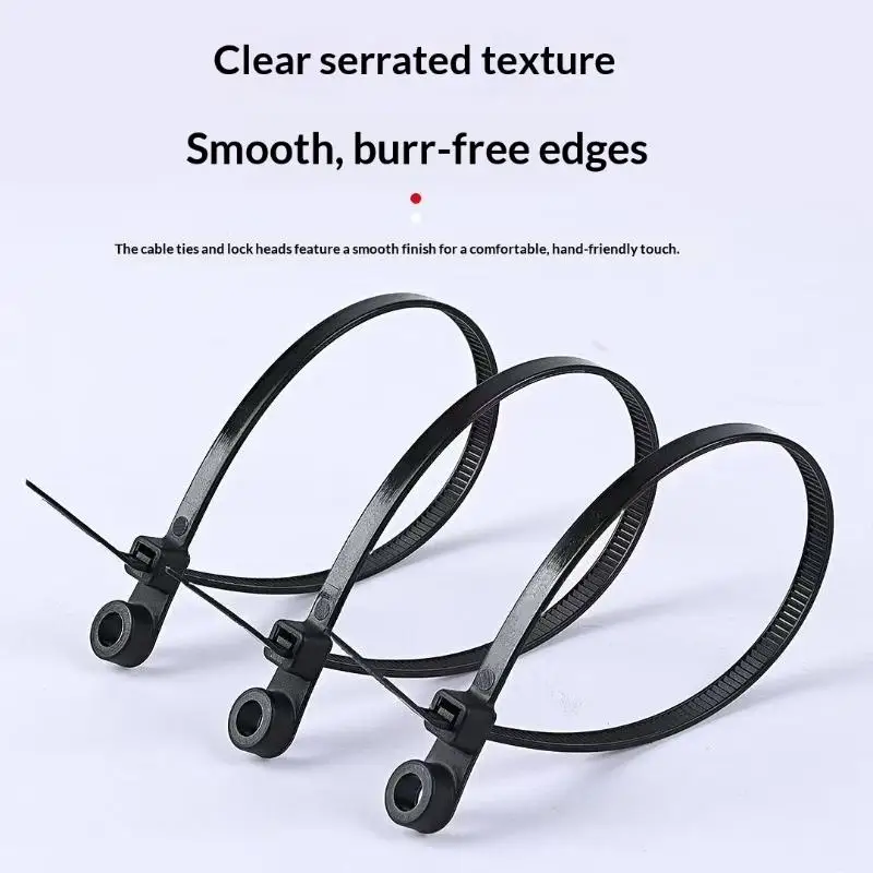 100/200PCS Screw Hole Reusable Fixed Nylon Self-locking Cord Ties Straps Fastening Loop Office OrganizerBH-ELEVEN