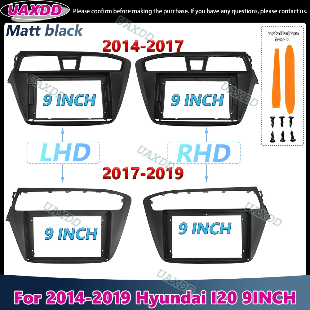 9inch Autoradio Fascia for Hyundai I20 2014-2019 Android MP5 Player 2 DIN Stereo Dashboard Panel Frame Covering Radio Android CD