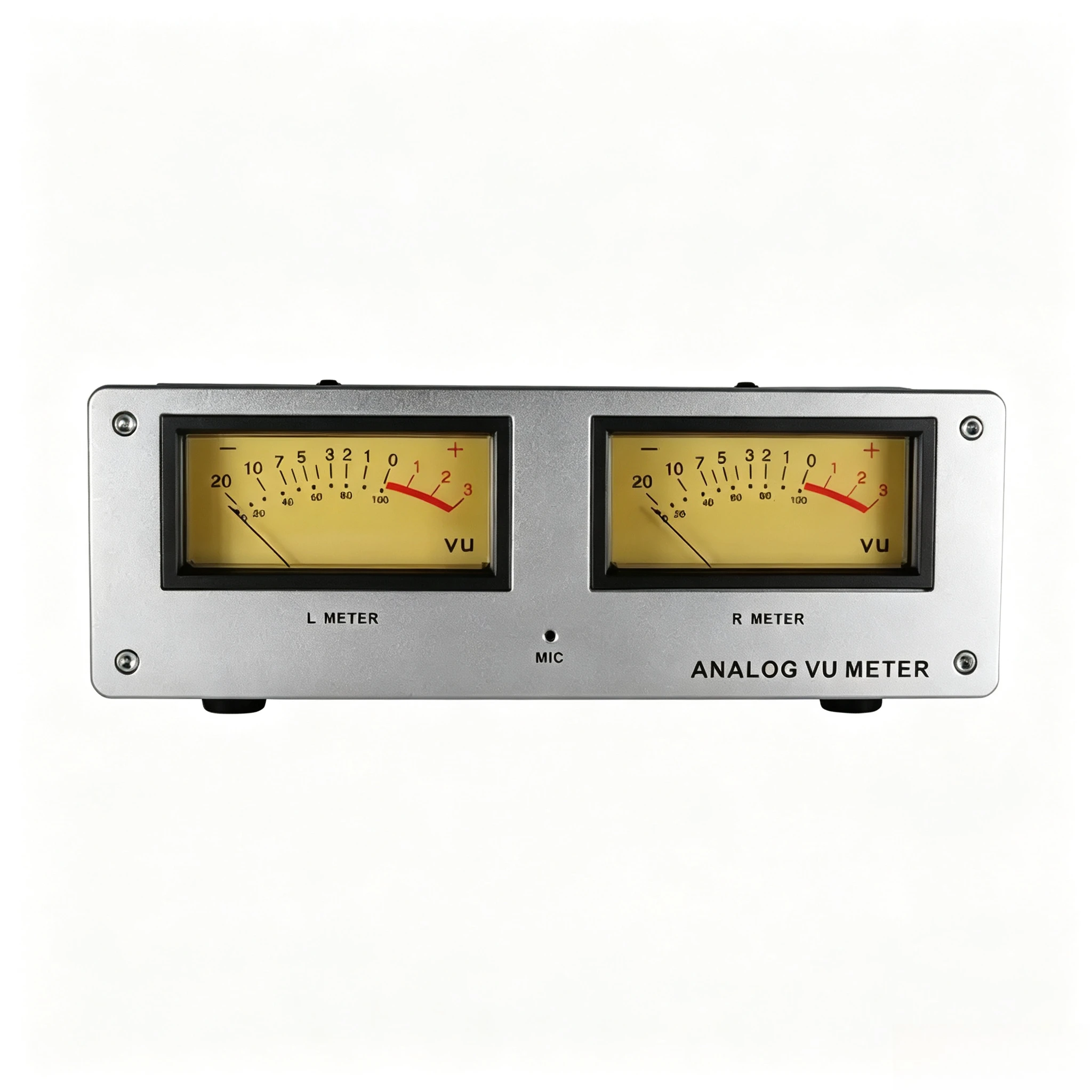MIC-73 Square VU Meter Voice Controlled Audio Level Meter Aluminum Shell Warm Backlight LED No Wiring Required Finished Machine