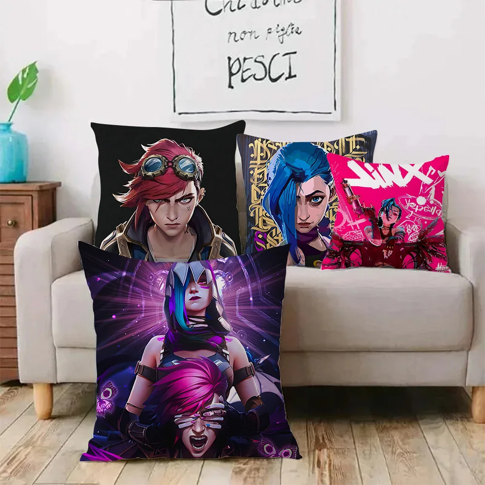 Hot Arcane League of Legends Pillow Covers Cartoon Sofa Decorative Home Double-sided Printing Short Plush Cute Cushion Cover