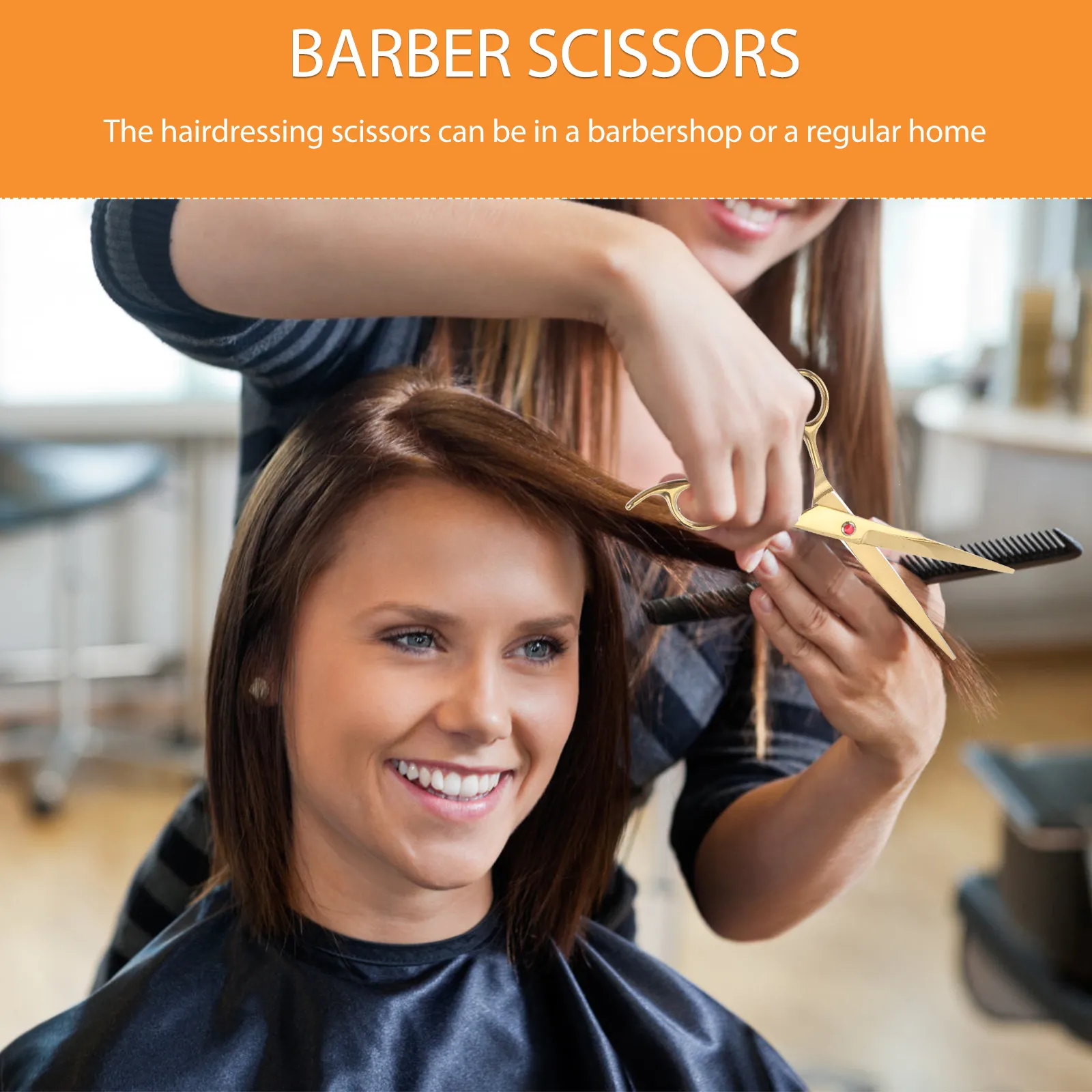 

6.5 Inches Ergonomics Handle Scissor Stainless Steel Straight Cut Professional Haircut Scissor Salon Hair Styling Tools for Barb