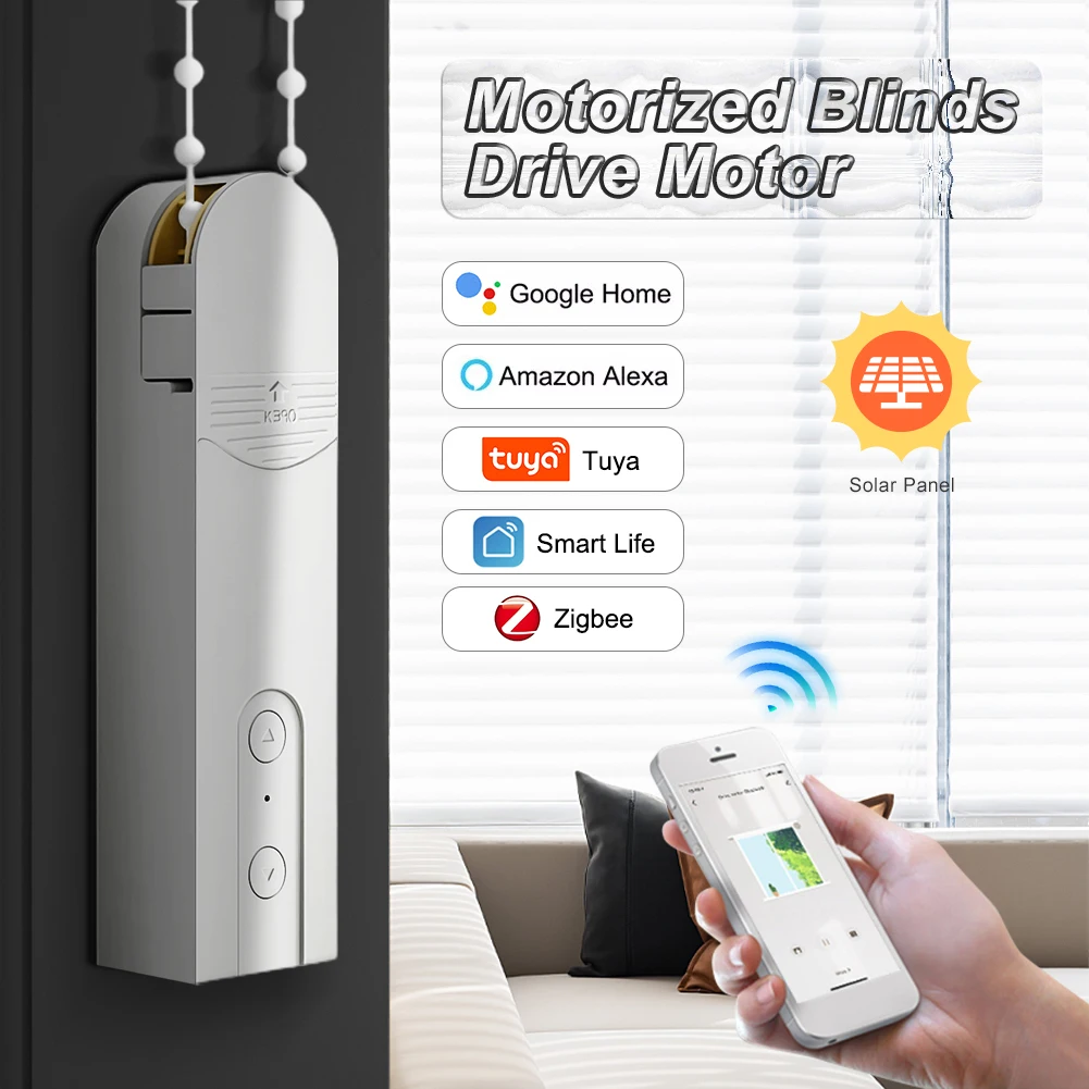 

Умные моторизованные рулонные шторы ZigBee, мотор привода, солнечная панель, рольставни Tuya, контроллер оконных штор для умного дома