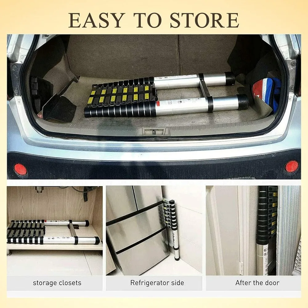 سلم تصغير من الألومنيوم بطول 10.5 قدم وارتفاع 3.2 متر مع خطافات سقف للوصول العلية سلم مستقيم محمول