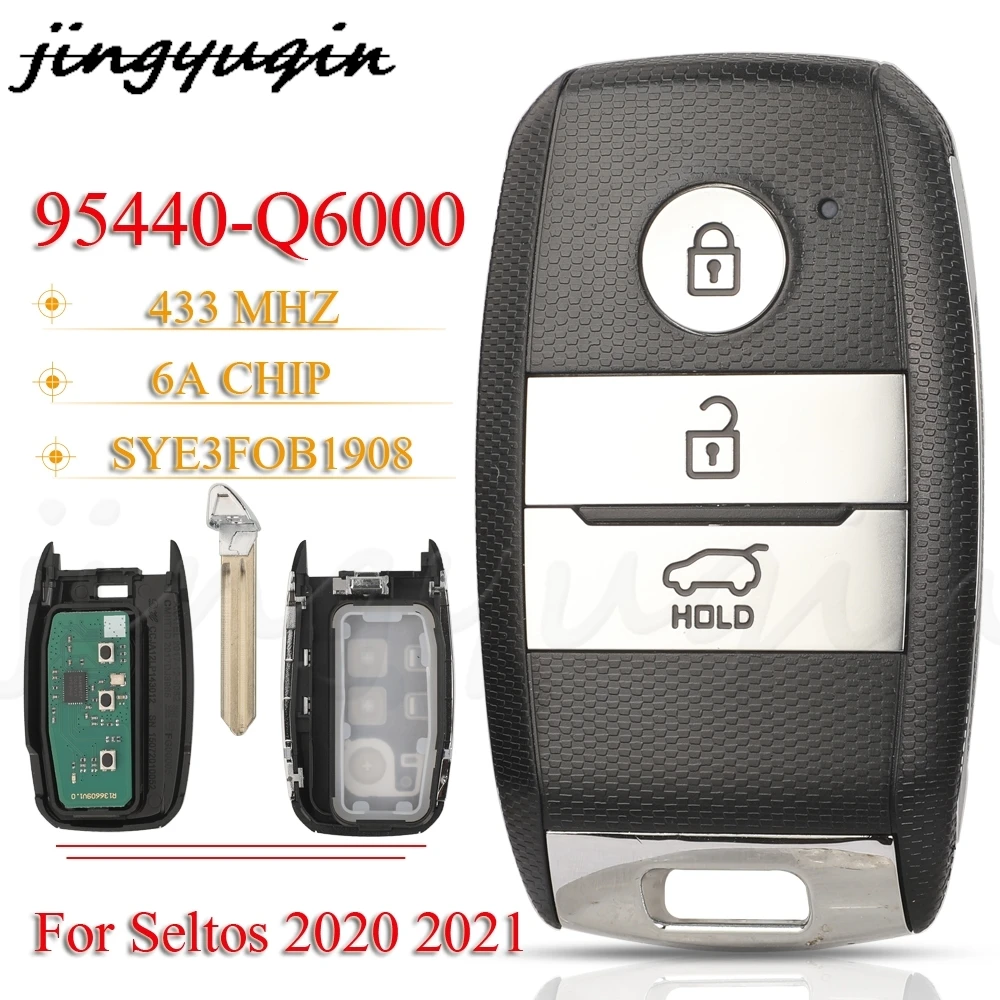 JYQ SYE3FOB1908 95440-Q6000 3Buttons Smart Remote Car Key 433MHz 6A Chip For KIA Seltos 2020 2021 Auto Fob Contol