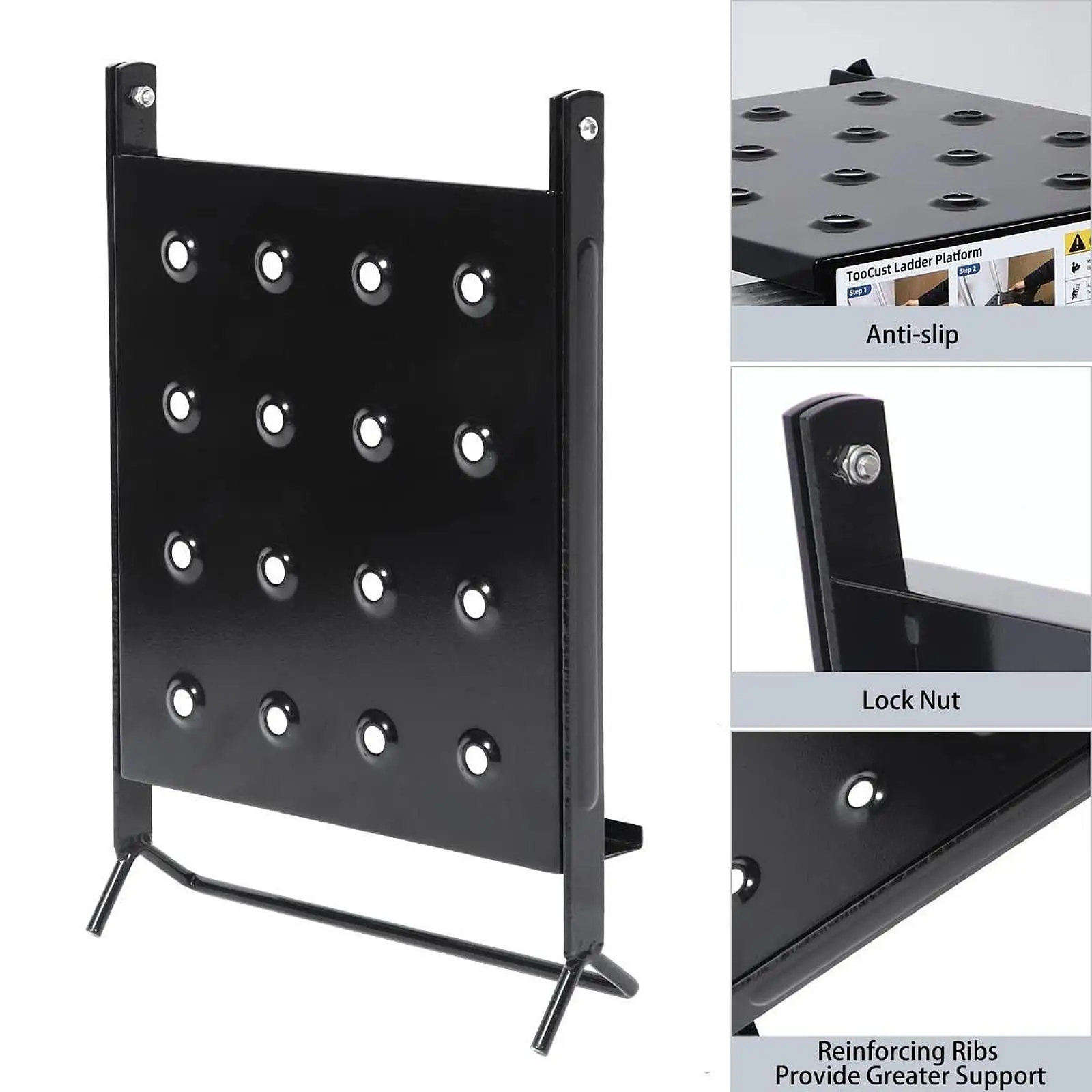 Ladder Accessory Non Slip Iron Platform Sturdy Work Stand Wide Pedal Storage for Multipurpose Folding Ladders