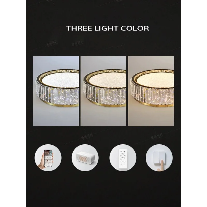 Nordic LED Crystal Circle Ceiling Lamp Chandeliers Lighting for Living Room Bedroom Home Indoor Decor