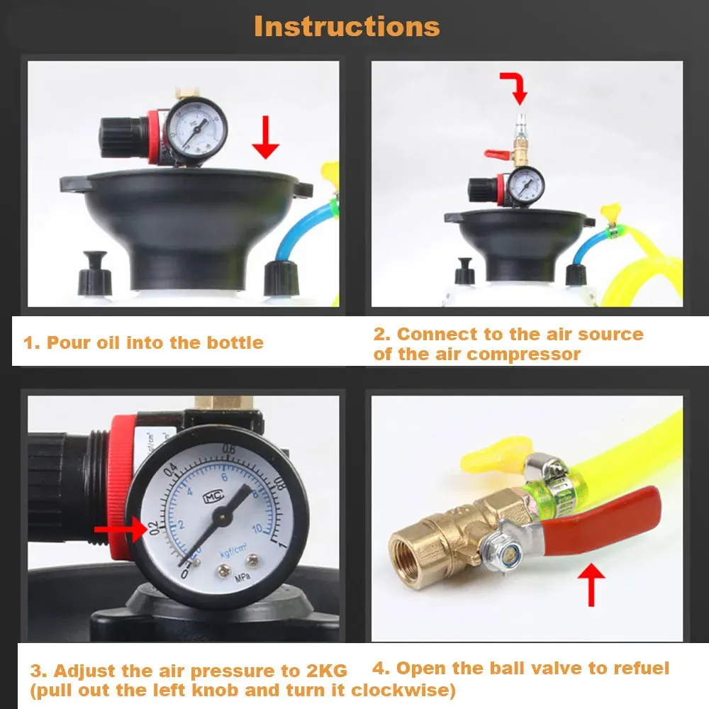 5L Atf Refill Dispenser Automotive Car Fluid Pump Pneumatic Gearbox Oil Transfer Pneumatic Fluid Extractor Oil Tank