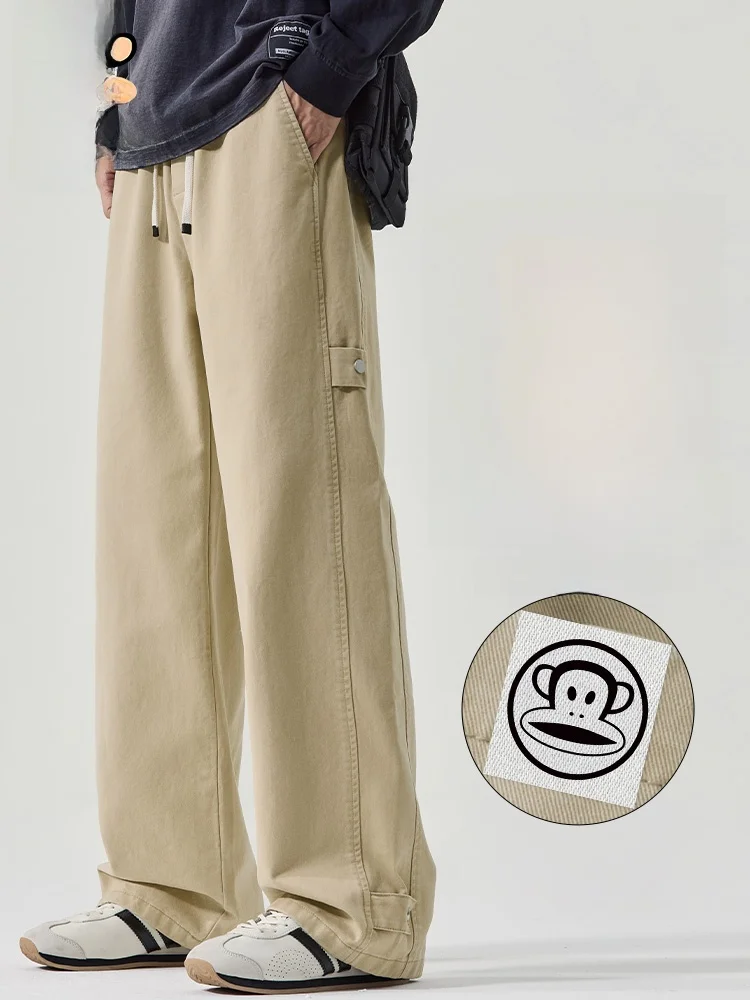 

Рабочая одежда PaulFrank из чистого хлопка, повседневные брюки, мужские осенние новые прямые свободные спортивные брюки с широкими штанинами, удобные прямые брюки