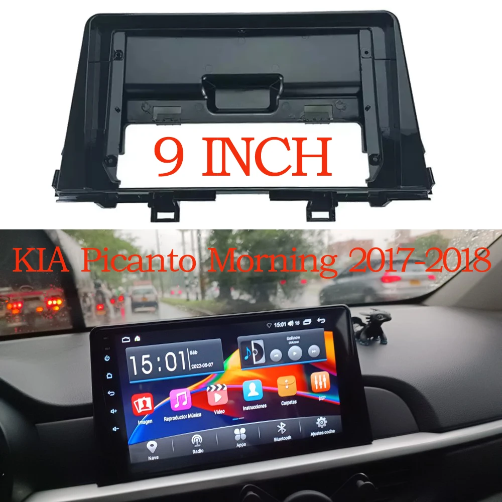 Alone Din 9 pollici installazione autoradio DVD GPS Mp5 cornice pannello Fascia in plastica per Kia PICANTO Morning 2018-2019 Kit montaggio cruscotto