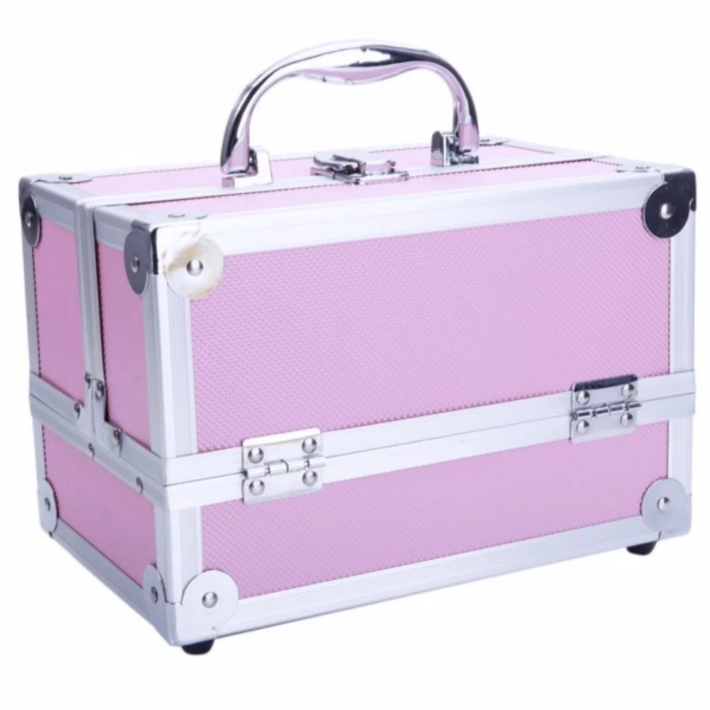 

Portable Aluminum Makeup Train Case Cosmetic Storage Case with Mirror Toolbox Nail Art Cosmetic Case