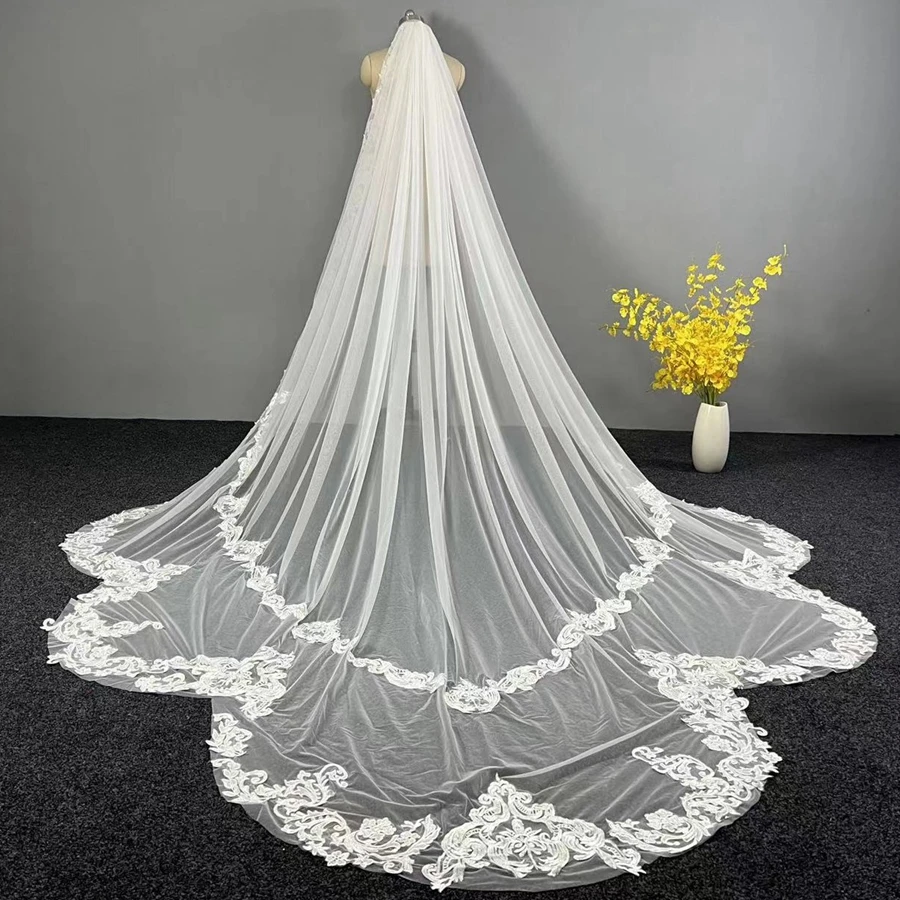 Wholesale White Ivory Cathedral Wedding veil Bride Vestido de noiva Wedding accessories Cheap Bridal veil for women wedding