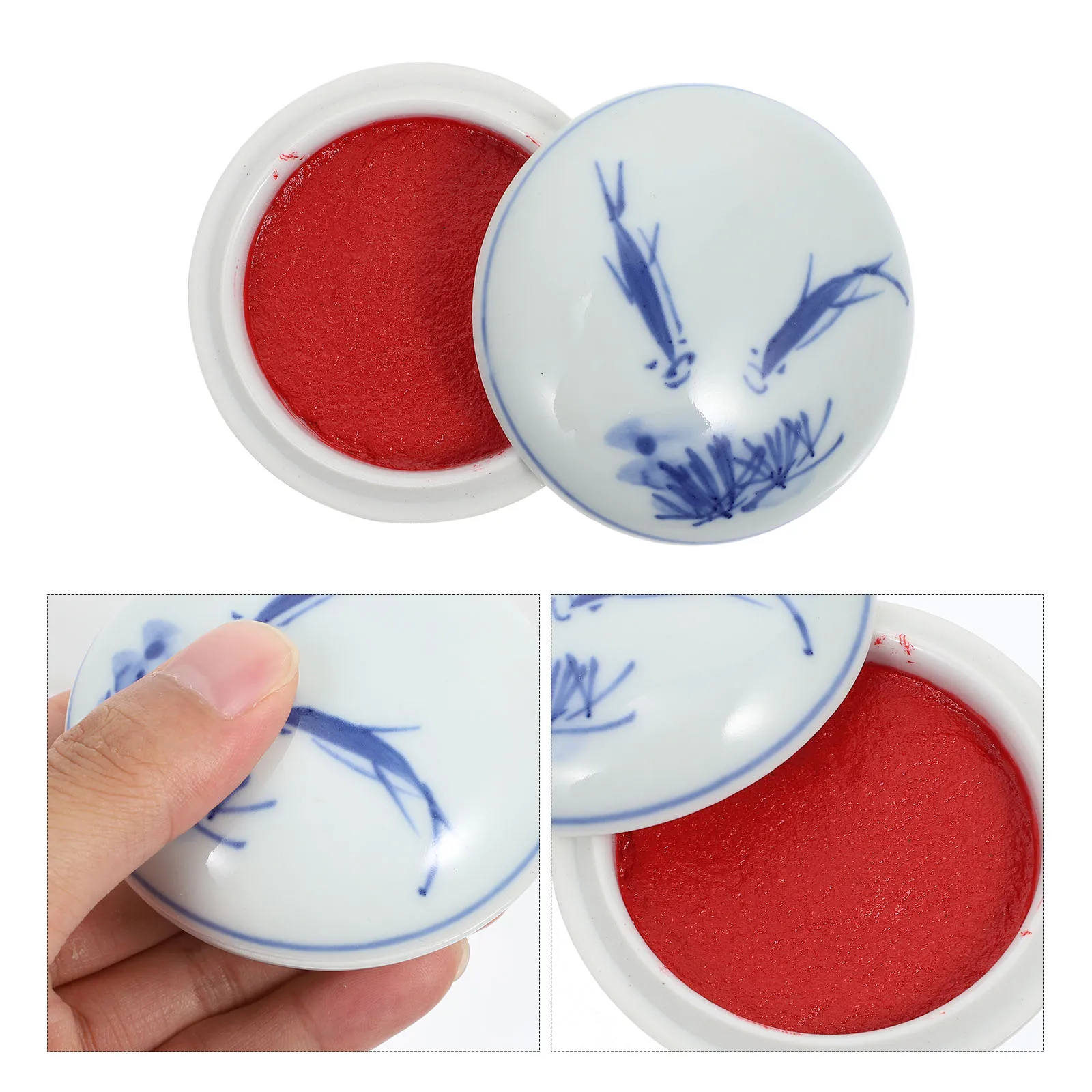 

1pc Chinese Inkpad Calligraphy Inkpad Ceramic Box Pad Seal Use Durable Bright Color Diy Office School Craft Tool