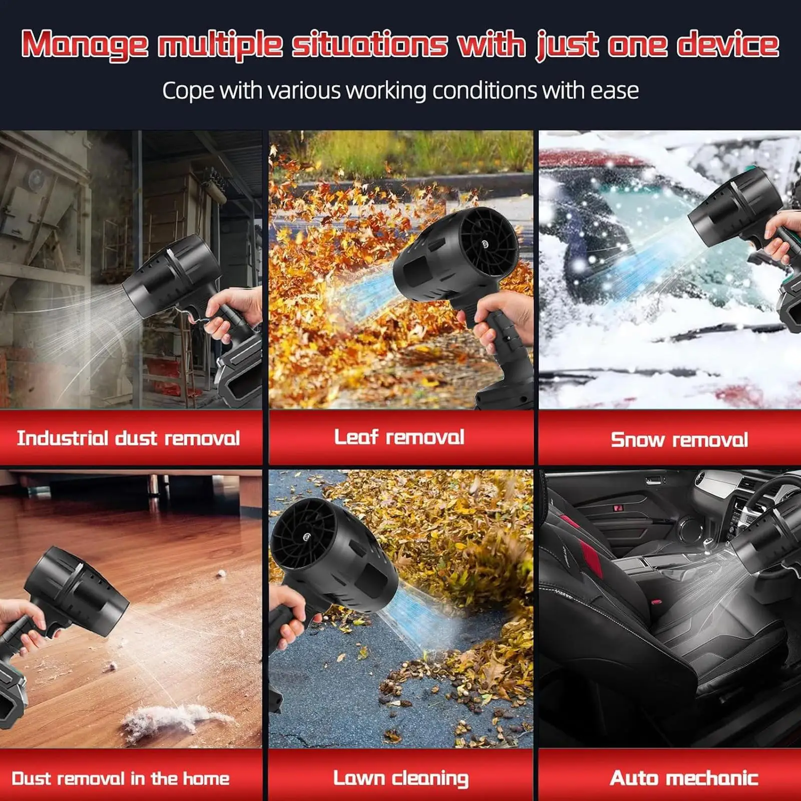 

Cordless Air Blower Air Blower Fan Rechargeable 6000mAh 19000RPM Cordless Dust Cleaner Fan For Car Interior Outdoor Backyard