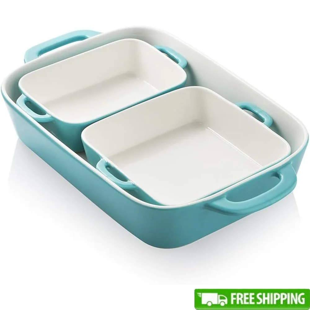 

Ceramic Bakeware Set Rectangular Casserole Dishes Non-Stick Oven Safe Microwave Safe Kitchen Cooking Baking Dish Set