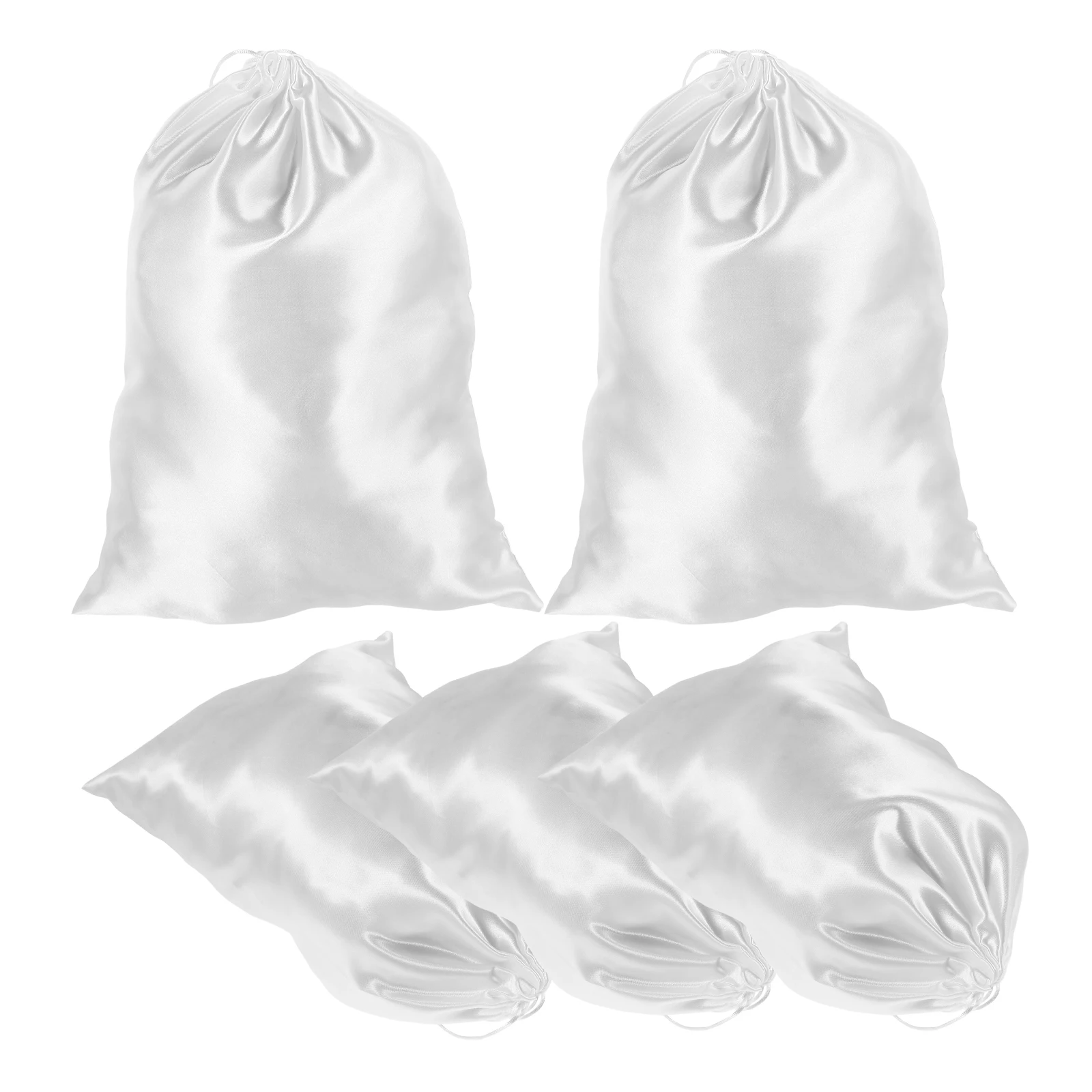 

5pcs Soft Silk Storage Bags Large Satin Drawstring Pouches For Hair Extension Handbag Travel Organizer Dust Proof Durable