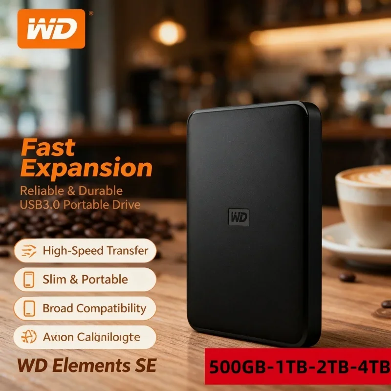 Original Western Digital Elements Portable Hard Drive 2.5 Inch USB3.0 External HDD 4TB Mobile Storage Disk For Desktop & Laptop