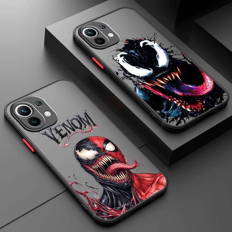 

Marvel Venom Anime Cool Frosted Translucent For Xiaomi Mi 13 12 12T 11T 11 11i 10T 10 9T Pro Lite Ultra 5G Funda Phone Case