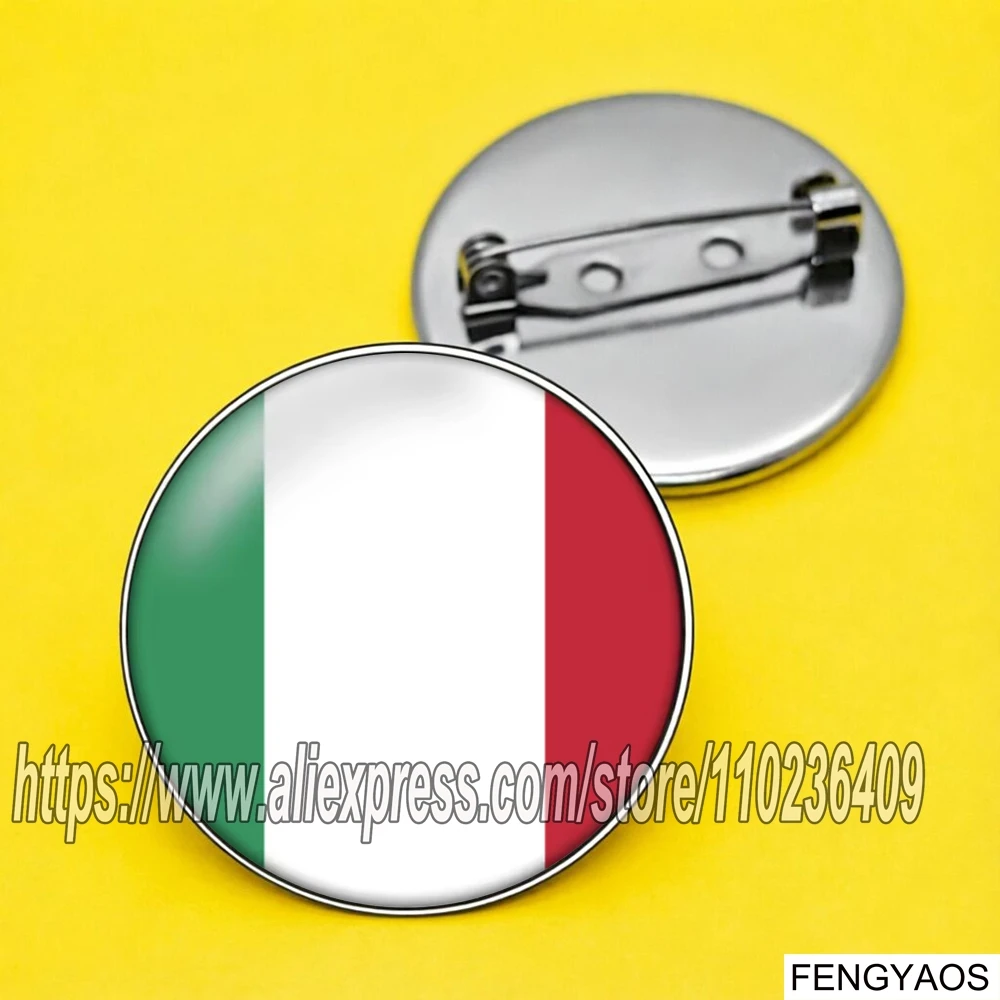 Stainless Steel Nation Flags Brooch Brazil France Portugal Spain USA Badge Glass Cabochon Flag Pins