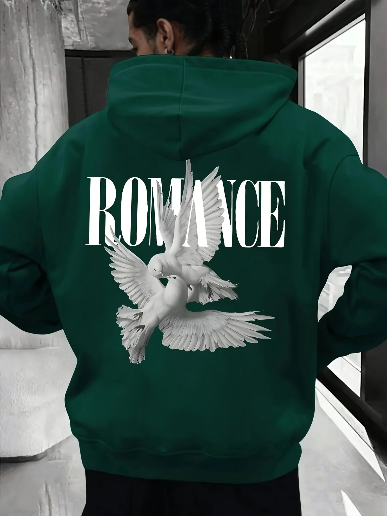 Autumn and winter hooded sweatshirt, comfortable with gomance pigeon print, street casual, unisex clothing