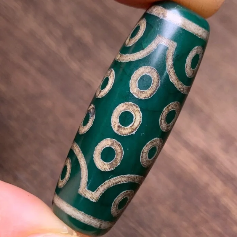 Xizang agate chalcedony Tibetan green dragon scale agate pendant pendant twenty-one eye dzi beads genuine dzi beads