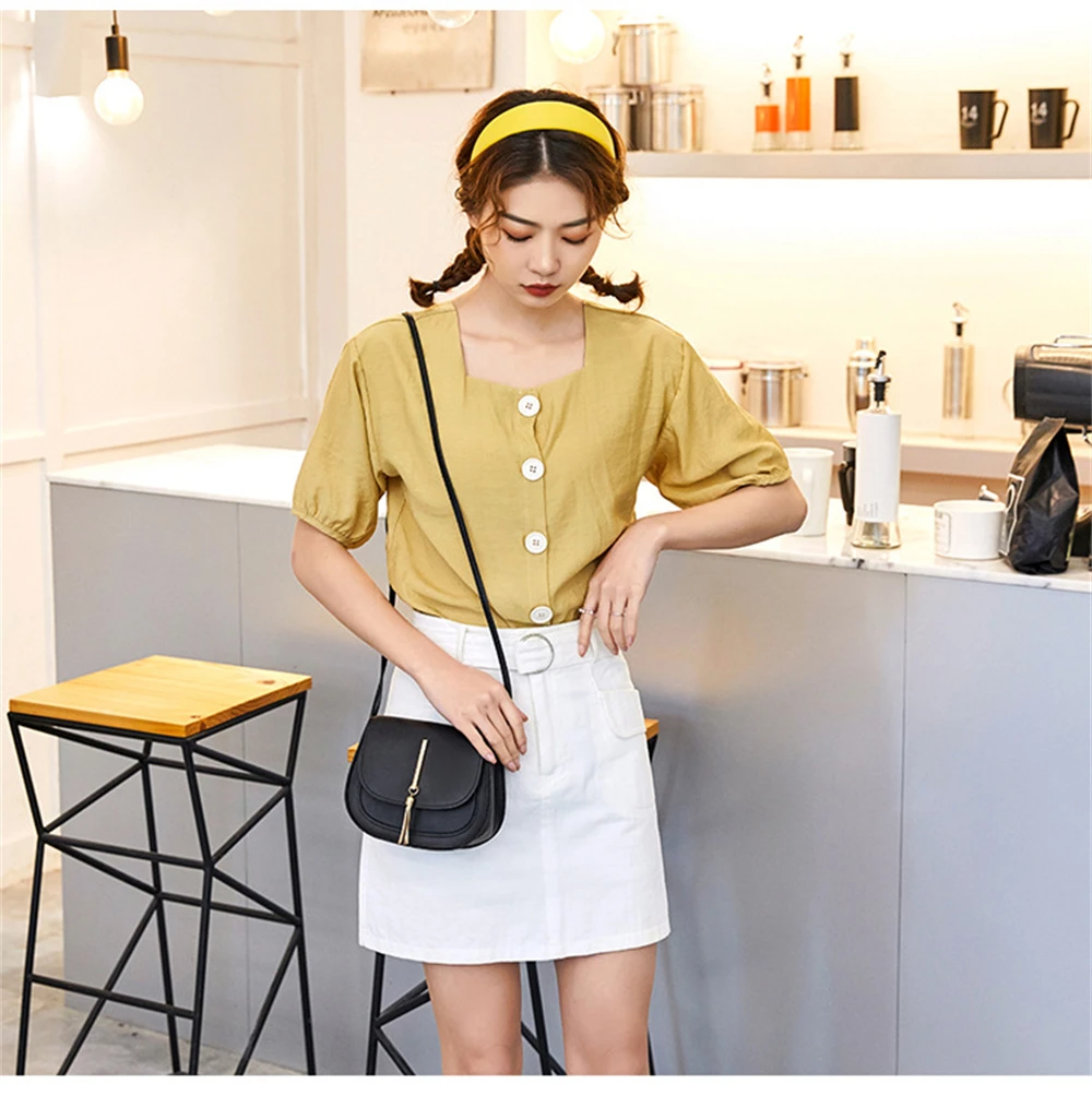 New Golden Tassel Double Layer Semi Circle Solid Color Shoulder Saddle Bag Fashion Casual Women Small Square Bag Crossbody Mini